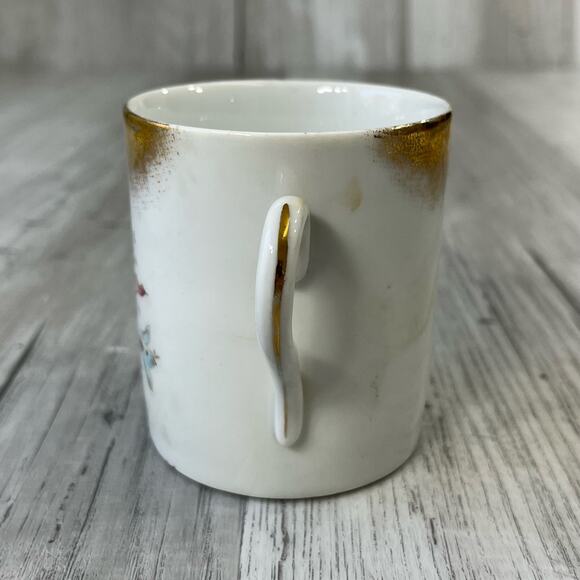 Vintage White Pink Floral Accent Gold Trim Coffee Tea Mug Cup Decor - Picture 4 of 8